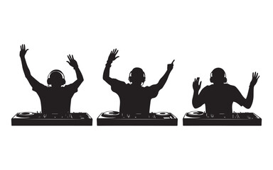 DJ Silhouette Mixing on Turntables &ndash; Music Artist Vector Design