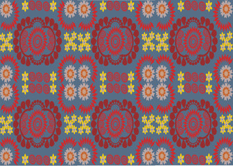 Flora art pattern from circles , shapes, marquise shapes and pentagons