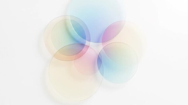 Abstract colorful circles overlapping on white background, modern art, creative design, vibrant colo