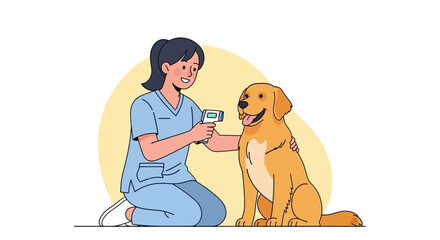 Veterinarian Examining a Dog Vector Illustration for Pet Healthcare