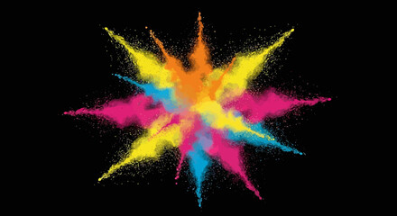 Colorful Powder Explosion Vector Illustration Dynamic Paint Splash Background for Festival Design
