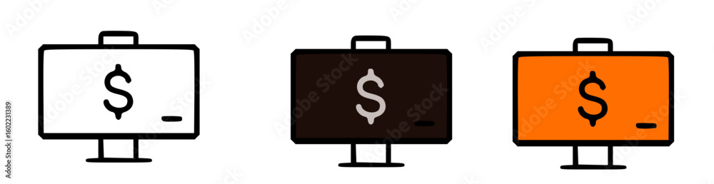 Poster Three computer monitor icons displaying a dollar sign in different colors.
