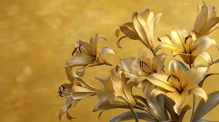 Yellow Floral Background with Abstract Blossoms and Blooming Flowers