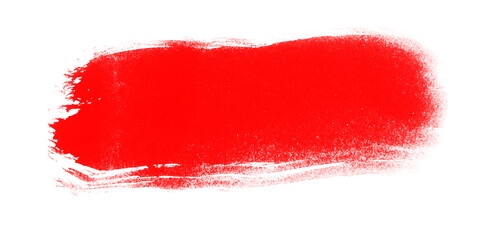 Red paint brush stroke with curved tip in abstract artistic style for banner design mockup product visuals or expressive graphic layout illustrations
