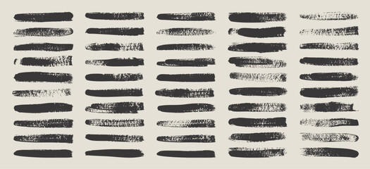 Grunge brush strokes, lines, ink smudges, hand-drawn scribble shapes. Handmade sketchy marks, acrylic stains, charcoal streaks. Paint textures, dry brush effect. Marker underline. Vector illustration