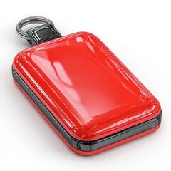 Compact Red Keychain Storage Box with Carabiner Clip