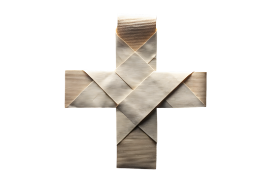 Cross made of paper tape isolated on transparent background - Powered by Adobe