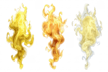 Three stylized flames in varying shades of yellow and white