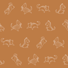 Outline Vector Chipmunk Seamless Pattern Background for Print Fabric Surface Fashion Wrapping