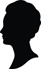 close-up head silhouette, minimalist, black and white, high contrast, clean lines, striking profile, stylized portrait
