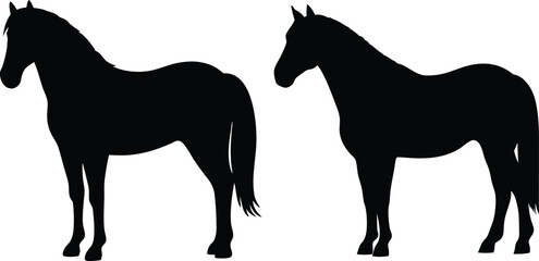 horse silhouette, black and white, simple, minimalist, line art
