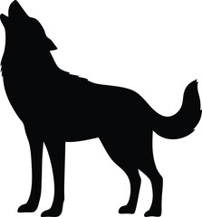 a black silhouette of a howling wolf against a white background, dark minimalist art, digital illustration, high detail
