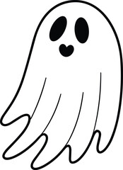 Cute Ghost Line Art – Simple Halloween Spirit Vector for Spooky and Fun Design Projects