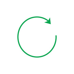 Glowing green circular arrow on black background