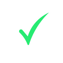 Bright green check mark on a black background