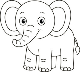 Cute Elephant Cartoon for Kids Coloring