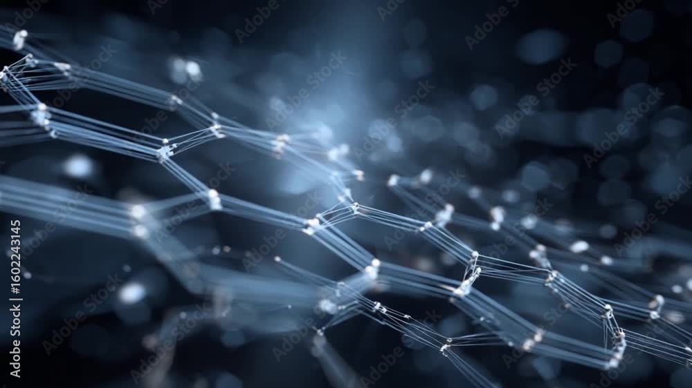 Poster graphene structure: abstract depiction of a graphene structure, showcasing the hexagonal lattice wit