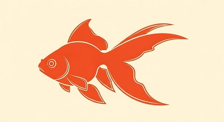 A stylized illustration of a goldfish with flowing fins, depicted in orange against a cream background.