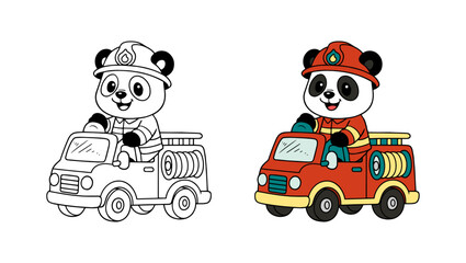 Learn coloring for kids with firefighter panda characters, coloring books, coloring pages for kids.