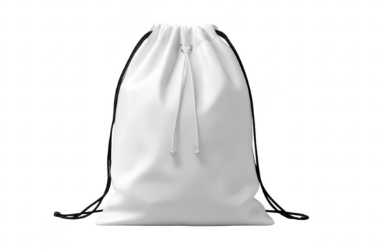 White drawstring bag with black accents - Powered by Adobe