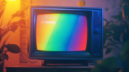 Vibrant retro TV displaying colorful hues.