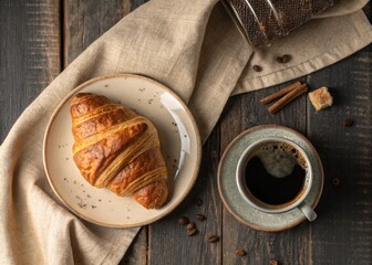 Elegant breakfast flatlay — perfect for bakery ads, morning rituals, food blogs, or café menus.