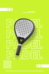 3D Realistic Padel Racket with Ball Vector Illustration
