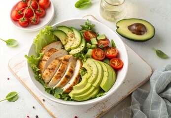 Nutritious and vibrant salad, ideal for health blogs, menus, diet plans, and fitness content.