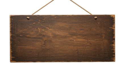 Dark rustic wood signage board with rope for store branding product display mockups commercial marketing or signage design layout in classic wood style
