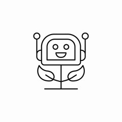 happy robot plant icon sign vector