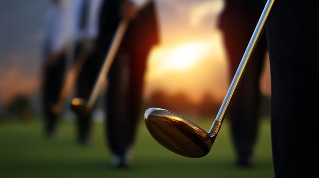 Golf swing practice at sunset golf course photography outdoor close-up skill development