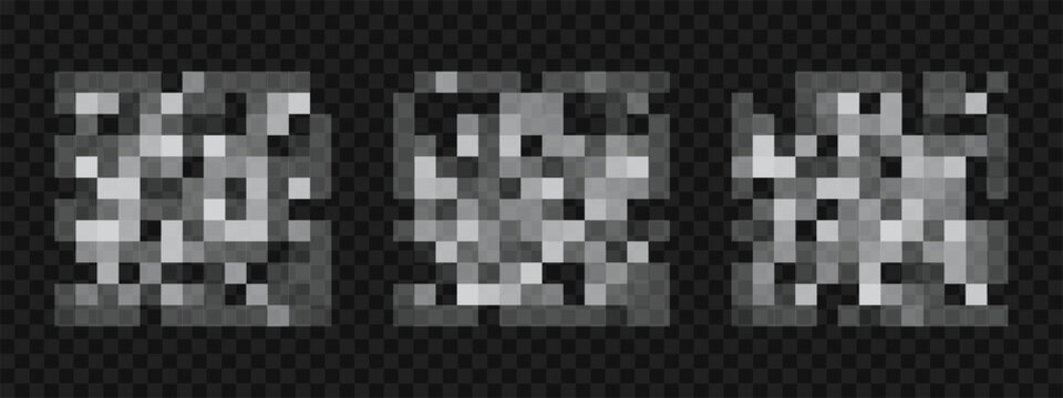 Censor pixel blur mosaic pattern for background or censorship effect with bar or face hide. Vector texture for sensitive content or digital photo privacy.