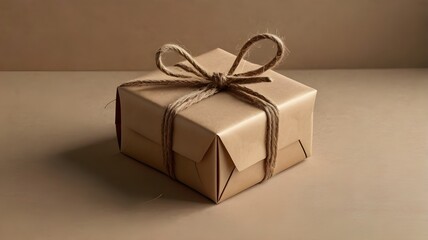 Brown Gift Box with Ribbon