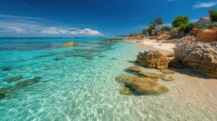 Fototapeta premium A bright summer beach with turquoise water
