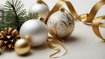 Golden Ribbon and Christmas Baubles