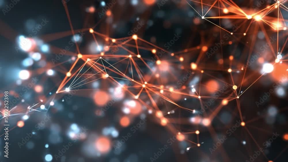 Poster abstract network connection: a mesmerizing visual representation of interconnected nodes and data fl