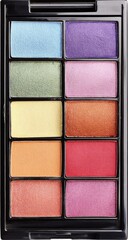 Nine-pan eyeshadow palette with vibrant colors