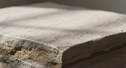 Close up of a rough textured stone surface with dappled light and shadow