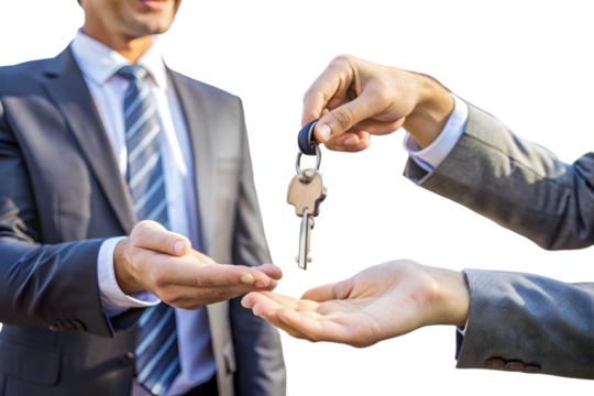 Handing over the keys isolated on transparent background - Powered by Adobe