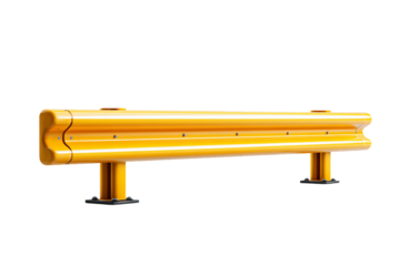 Yellow Curved Plastic Safety Barrier on Transparent Background, PNG
