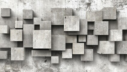Abstract concrete blocks on textured wall