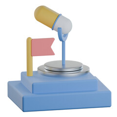 Public speaking mic 3d icon colorful design