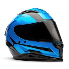 Fototapeta premium Stylish Blue and Black Motorcycle Helmet Design Modern Sporty Head Protection Gear