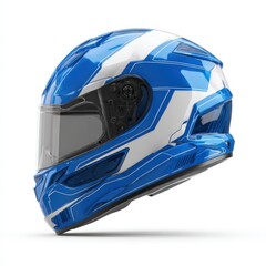 Fototapeta premium Stylish Blue and White Motorcycle Helmet Design Safety Gear for Riders