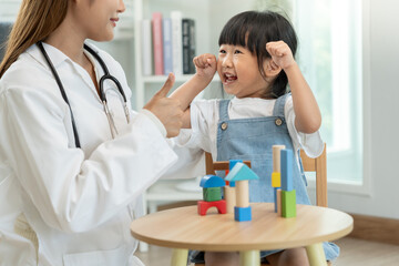Pediatricians are checking the children development according to the appropriate age, doctors...