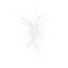 Lightning, electricity, energy, power, thunder — realistic white lightning strike PNG. High-voltage PNG Overlay on transparent background for dramatic photo or design effects