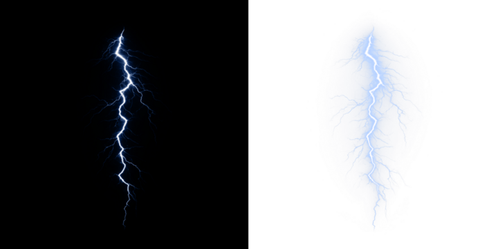 Lightning, bolt, thunderbolt, thunderstorm, light — bright diagonal lightning PNG Overlay with transparent background. This PNG effect shows a fractured thunderbolt in electric blue glow.