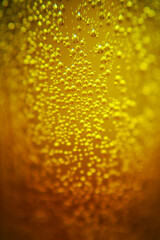 close up of beer bubbles