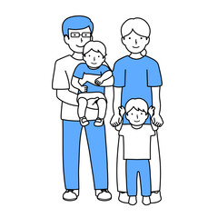 家族2世帯イラスト素材