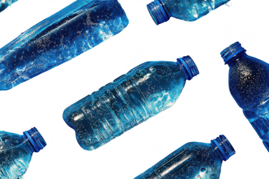Plastic water bottles, dark background